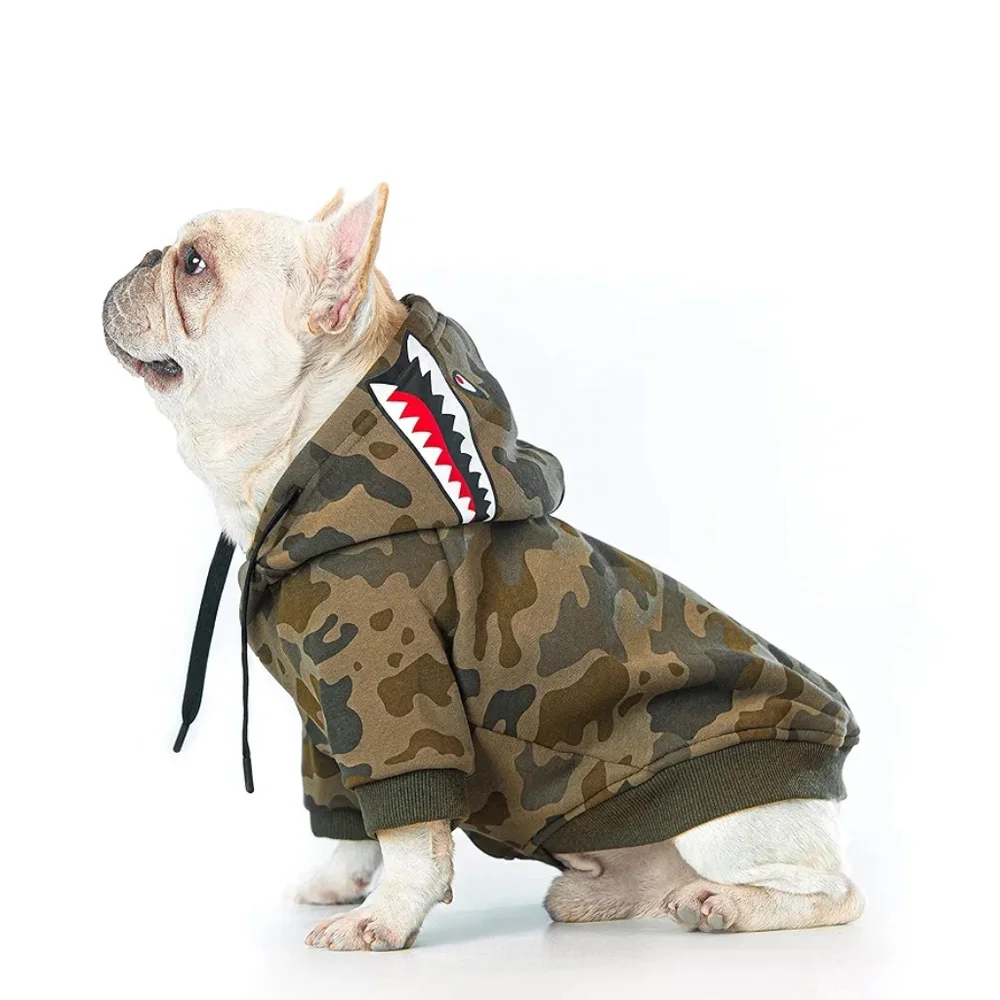 Woof Trails Camo Shark Fleece Lined Dog Hoodie Size XXL